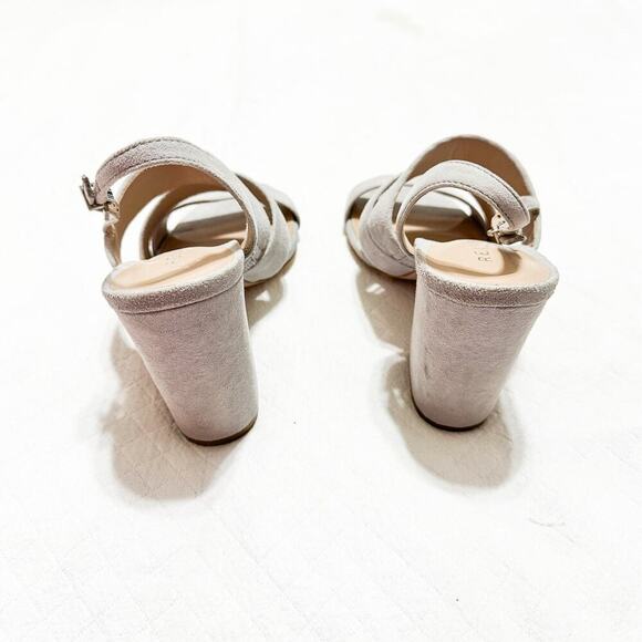 Reiss Naomi Block Heel Sandals Gray Suede Leather NWOB Size 38 Brazil - Picture 3 of 6